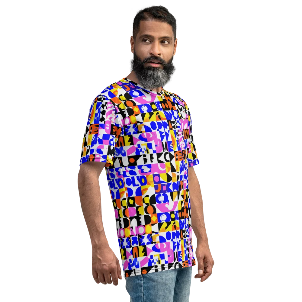 Chromatic Glyph Grid on Men's Crew Neck T-Shirt — Right