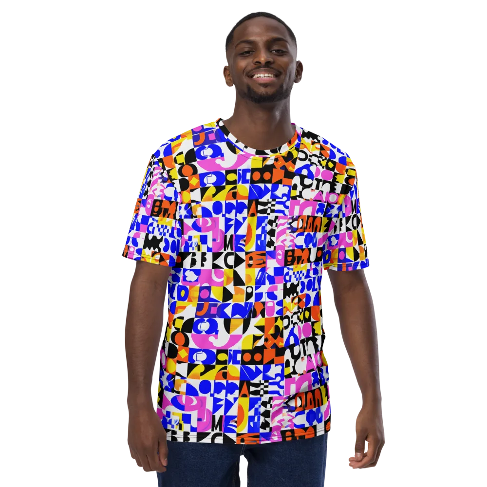 Chromatic Glyph Grid on Men's Crew Neck T-Shirt — Front