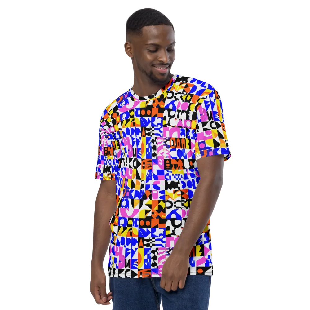 Chromatic Glyph Grid on Men's Crew Neck T-Shirt — Left