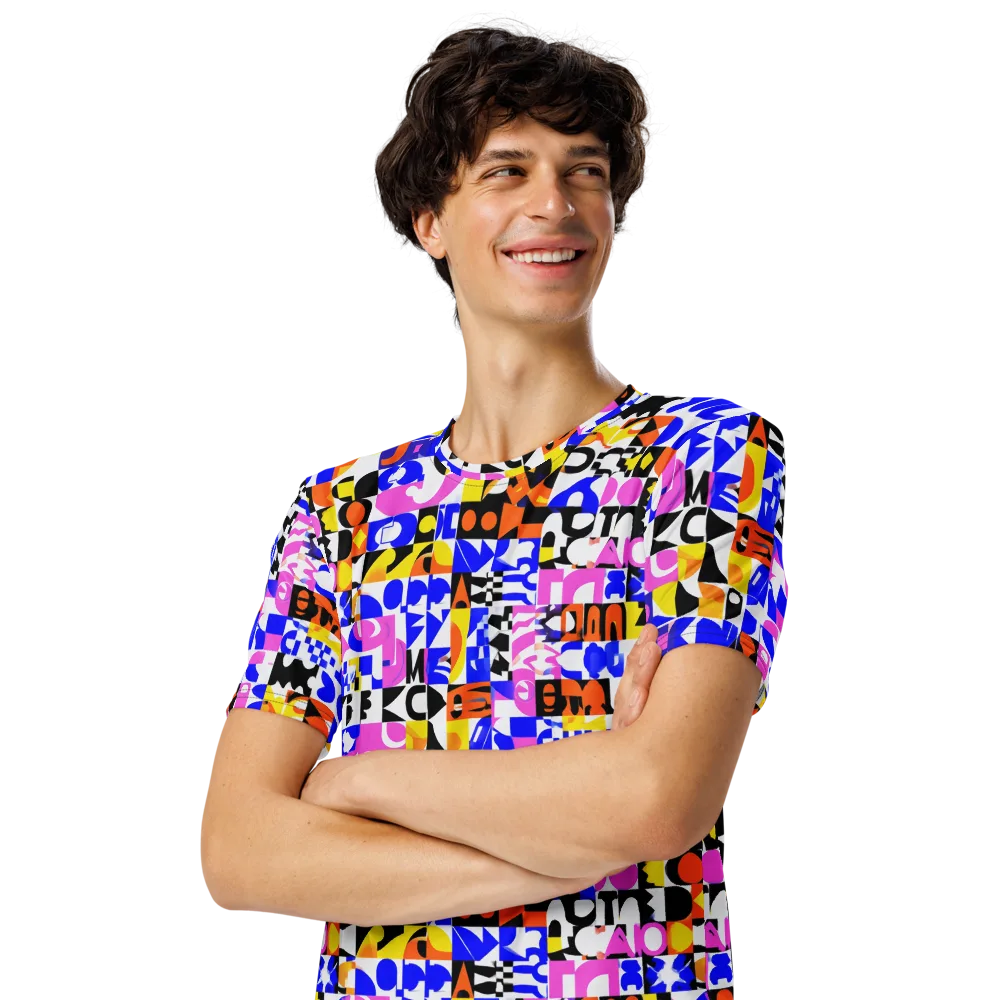Chromatic Glyph Grid on Men's Crew Neck T-Shirt — Left Front