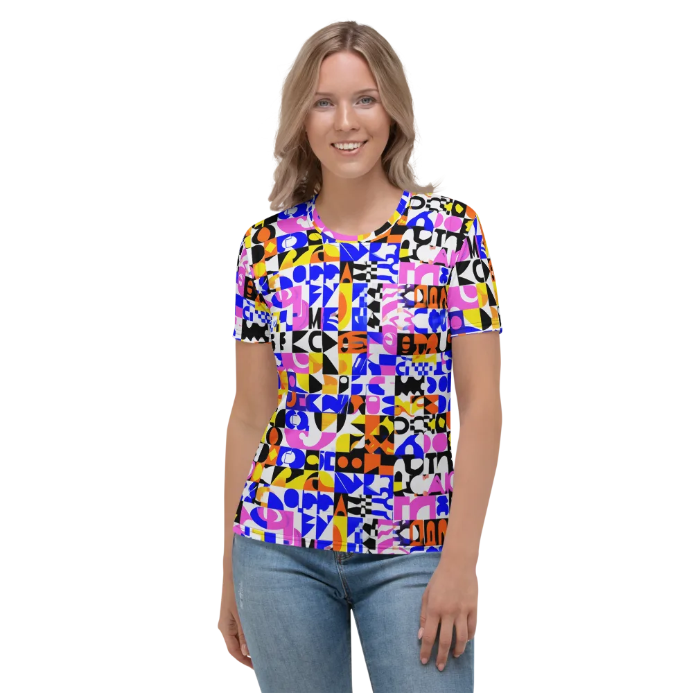Chromatic Glyph Grid on Women's Crew Neck T-Shirt — Front