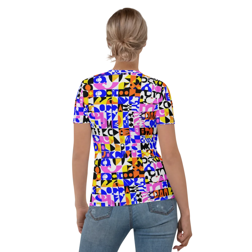 Chromatic Glyph Grid on Women's Crew Neck T-Shirt — Back