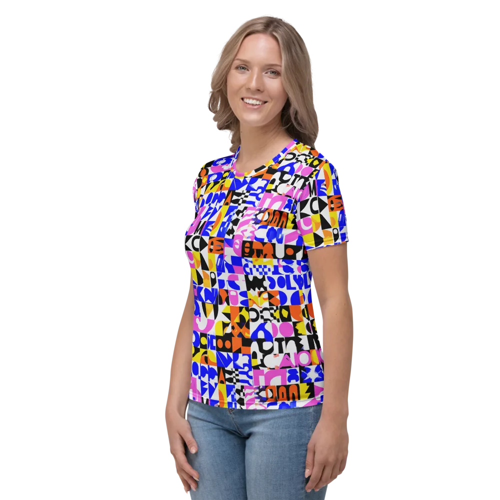 Chromatic Glyph Grid on Women's Crew Neck T-Shirt — Left