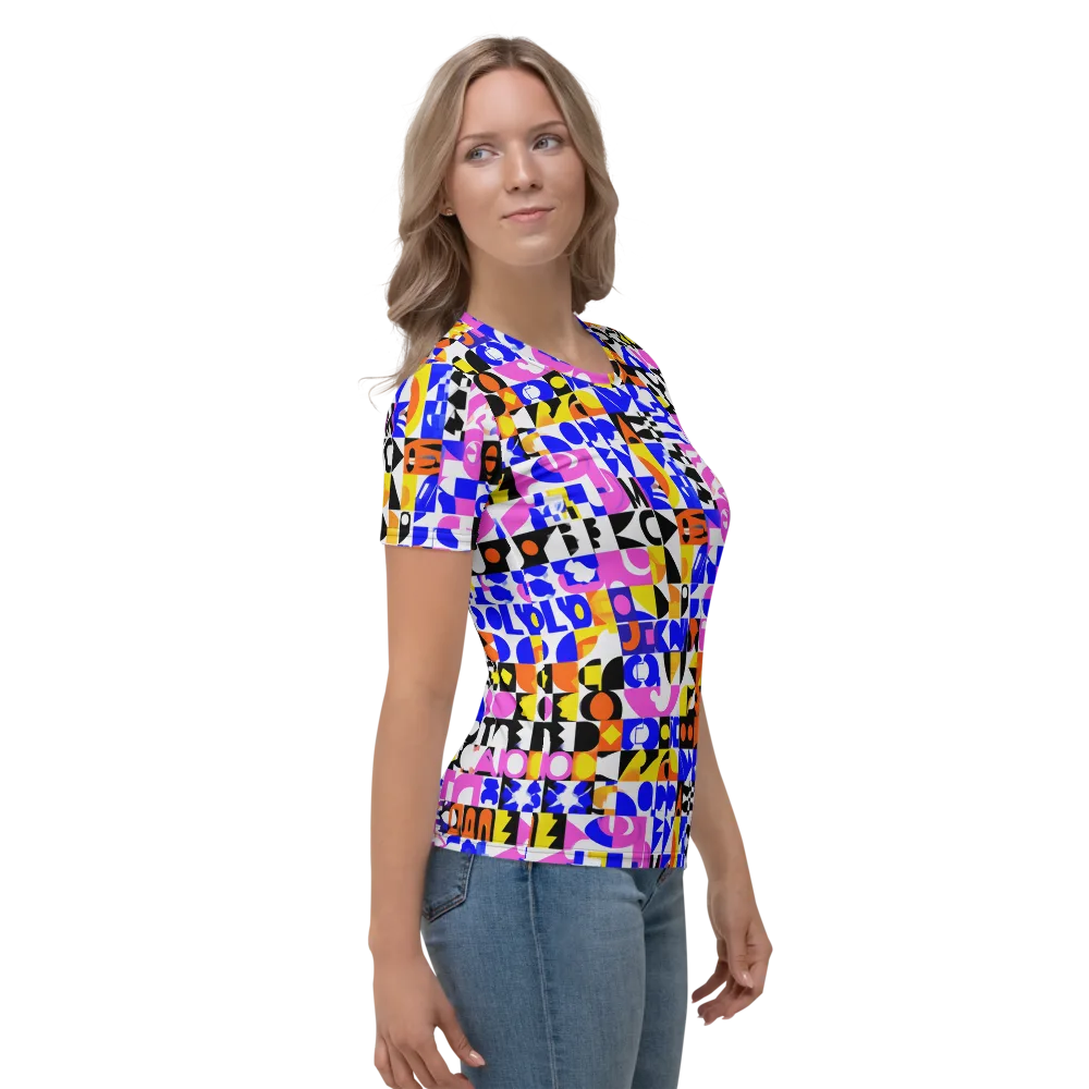 Chromatic Glyph Grid on Women's Crew Neck T-Shirt — Right