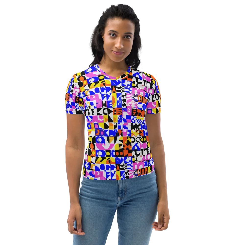 Chromatic Glyph Grid on Women's Crew Neck T-Shirt — Front