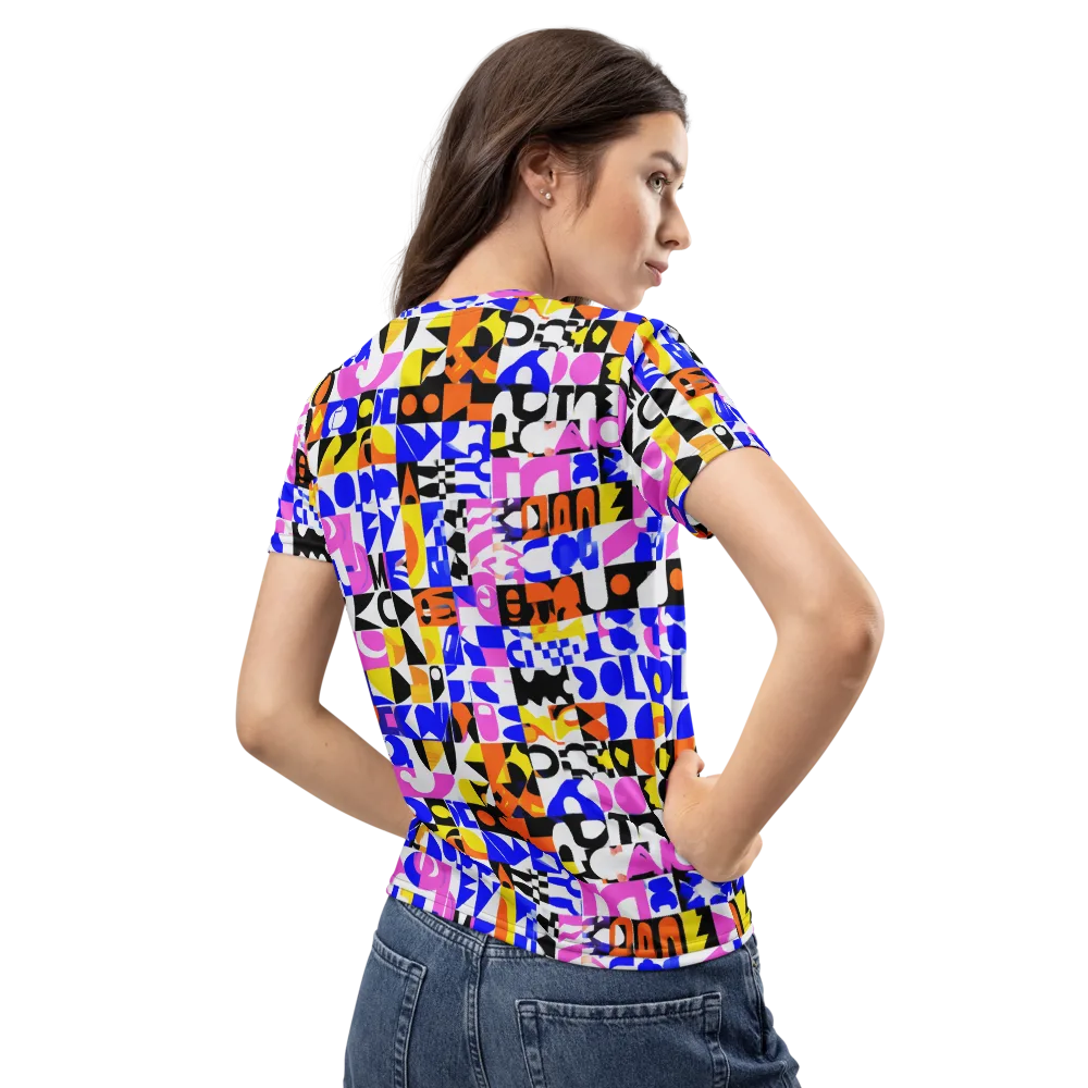 Chromatic Glyph Grid on Women's Crew Neck T-Shirt — Back