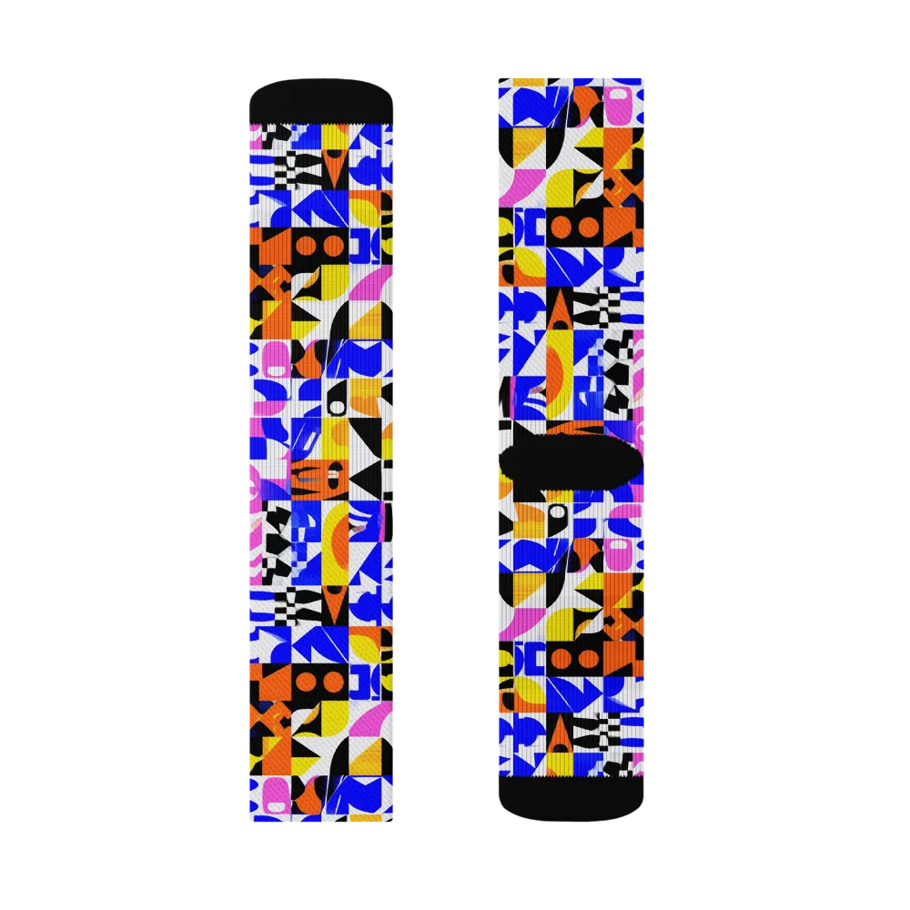 Chromatic Glyph Grid on Socks — Right Sock