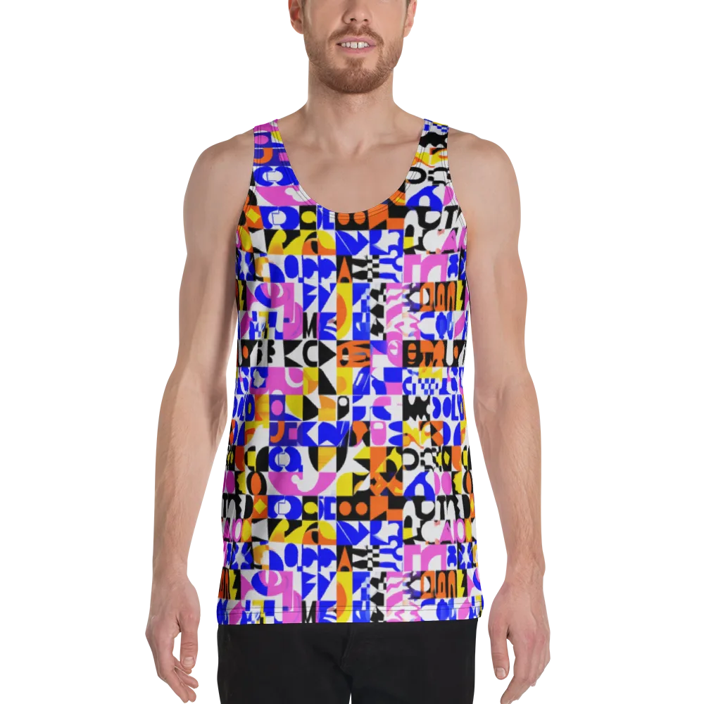 Chromatic Glyph Grid on Men's Tank Top — Front