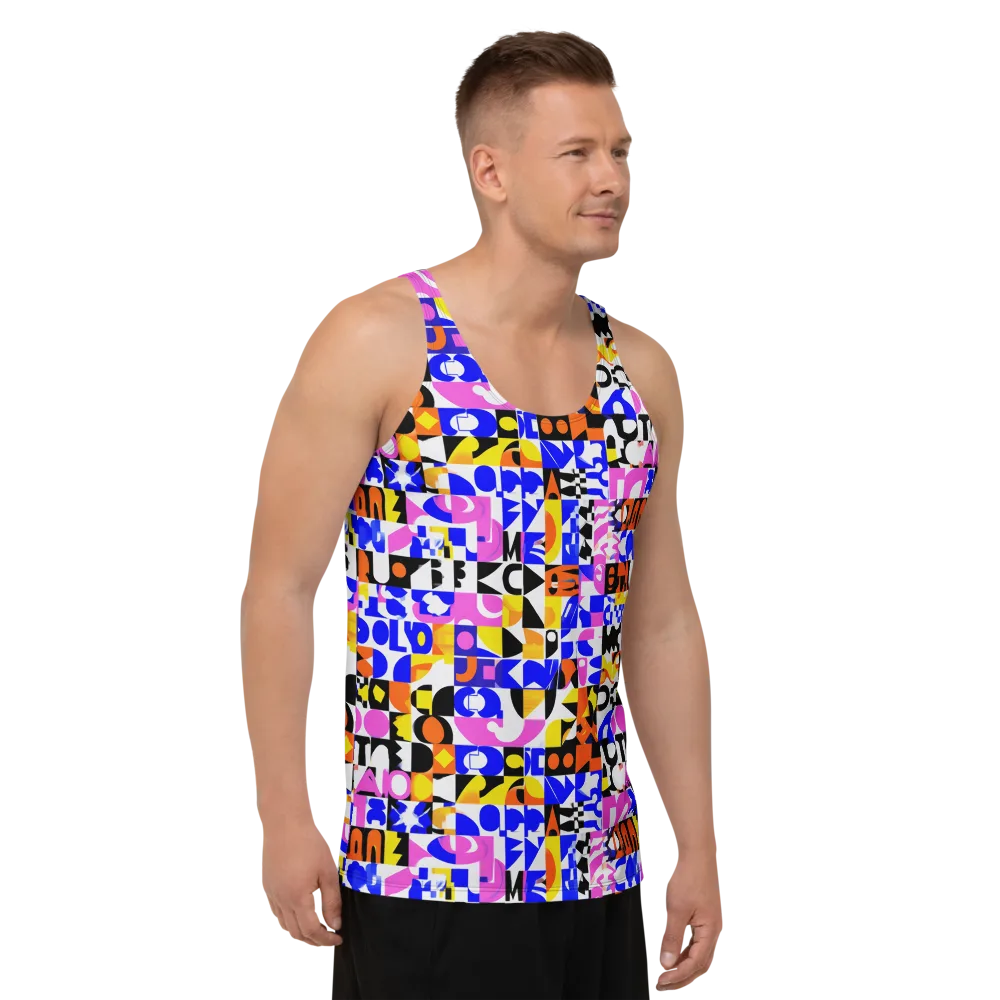 Chromatic Glyph Grid on Men's Tank Top — Right Front