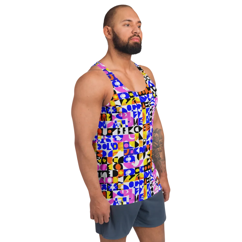 Chromatic Glyph Grid on Men's Tank Top — Right Front