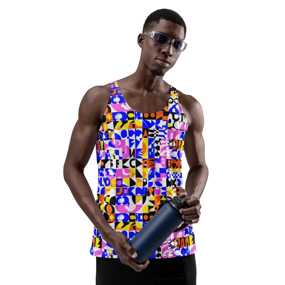 Chromatic Glyph Grid on Men's Tank Top — Front