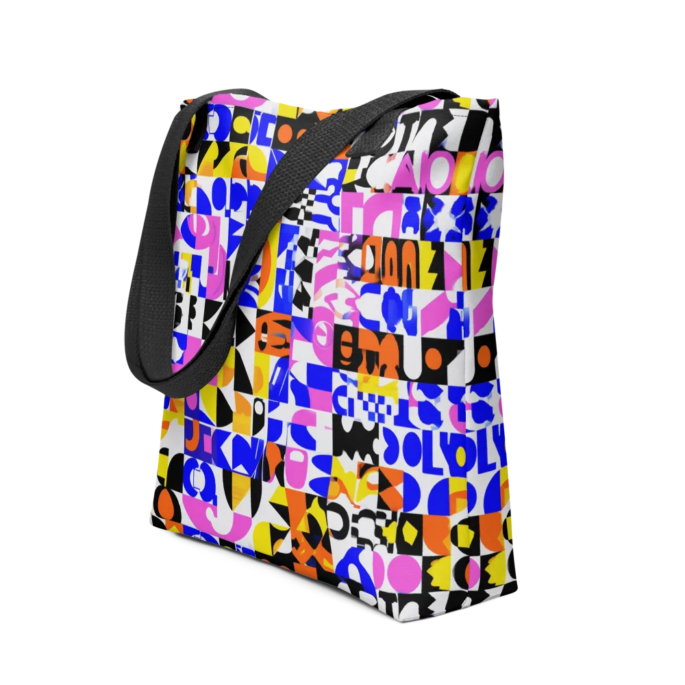 Chromatic Glyph Grid on Tote Bag — Front