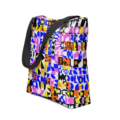 Chromatic Glyph Grid on a Tote Bag