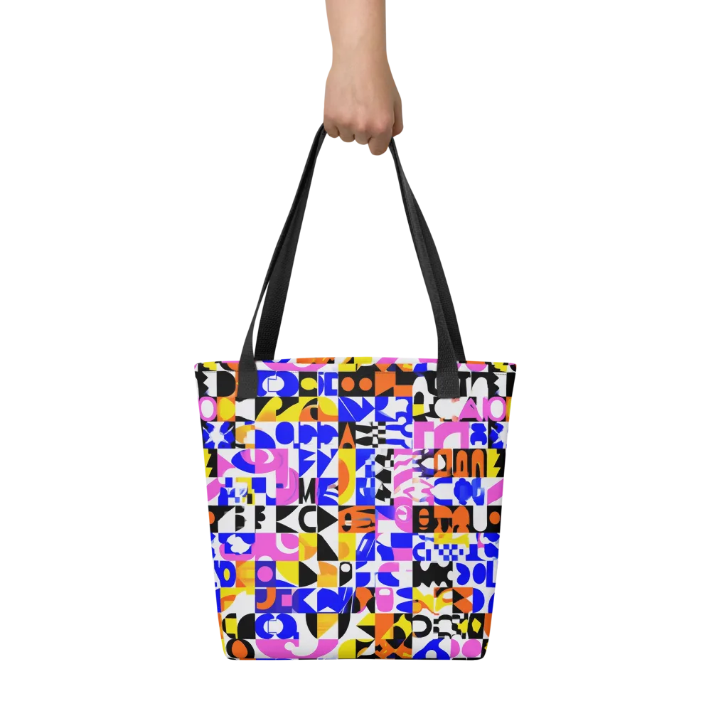 Chromatic Glyph Grid on Tote Bag — Front