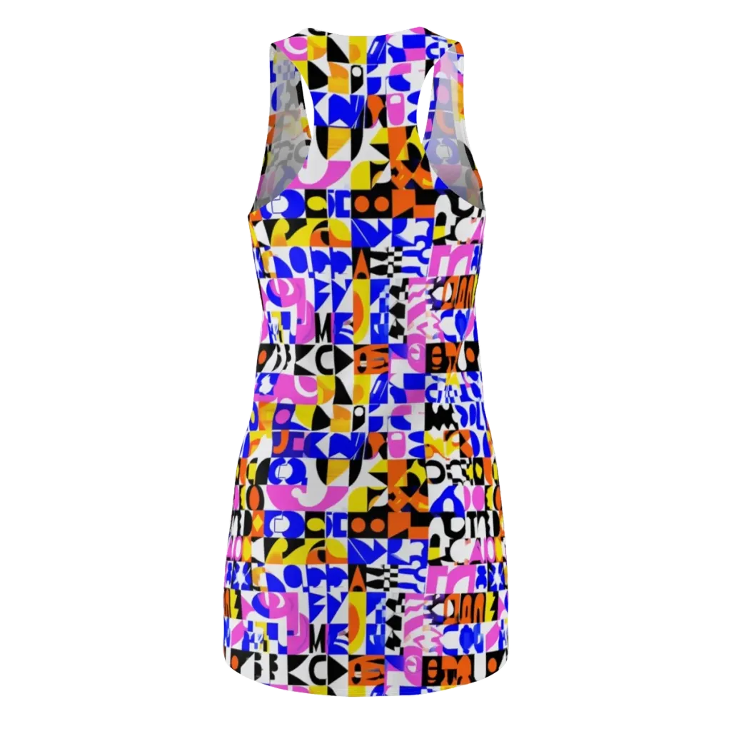 Chromatic Glyph Grid on Racerback Dress — Back