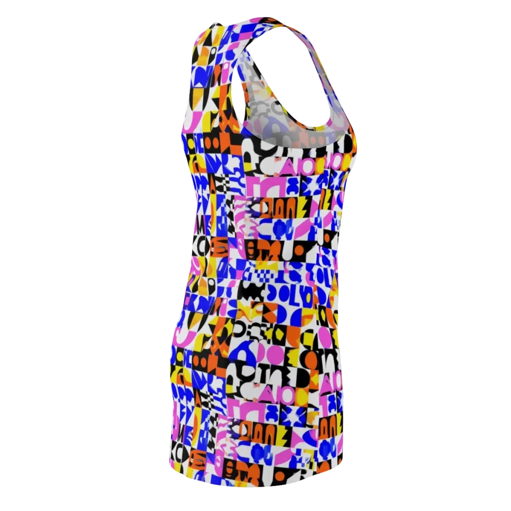 Chromatic Glyph Grid on Racerback Dress — Back Side