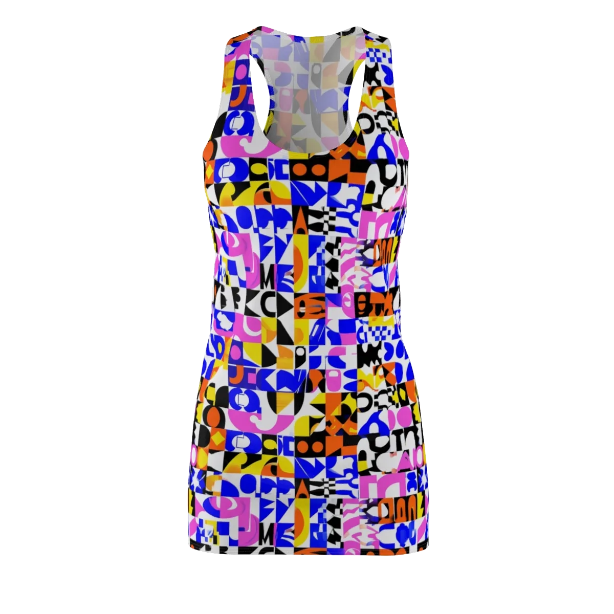 Chromatic Glyph Grid on Racerback Dress — Front