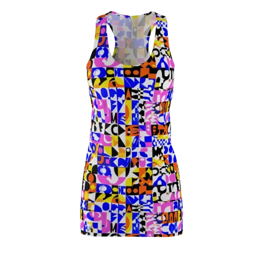 Chromatic Glyph Grid on a Racerback Dress