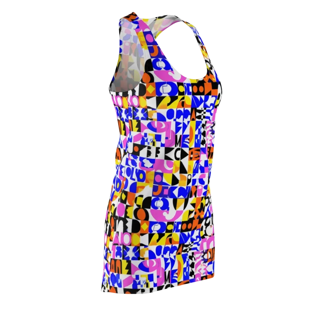 Chromatic Glyph Grid on Racerback Dress — Front Side