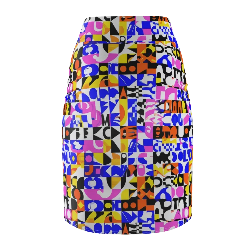 Chromatic Glyph Grid on Pencil Skirt — Back