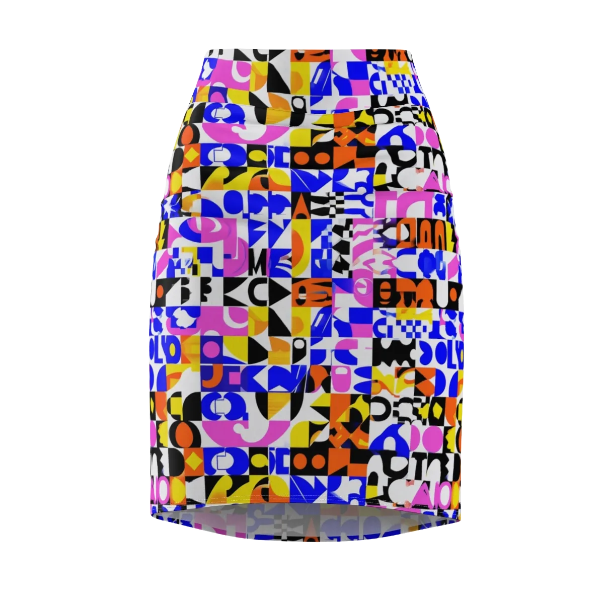 Chromatic Glyph Grid on Pencil Skirt — Front