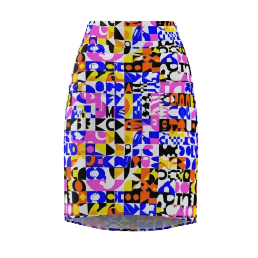 Chromatic Glyph Grid on a Pencil Skirt