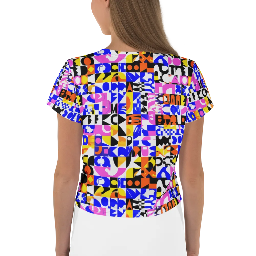 Chromatic Glyph Grid on Crop Tee — Back