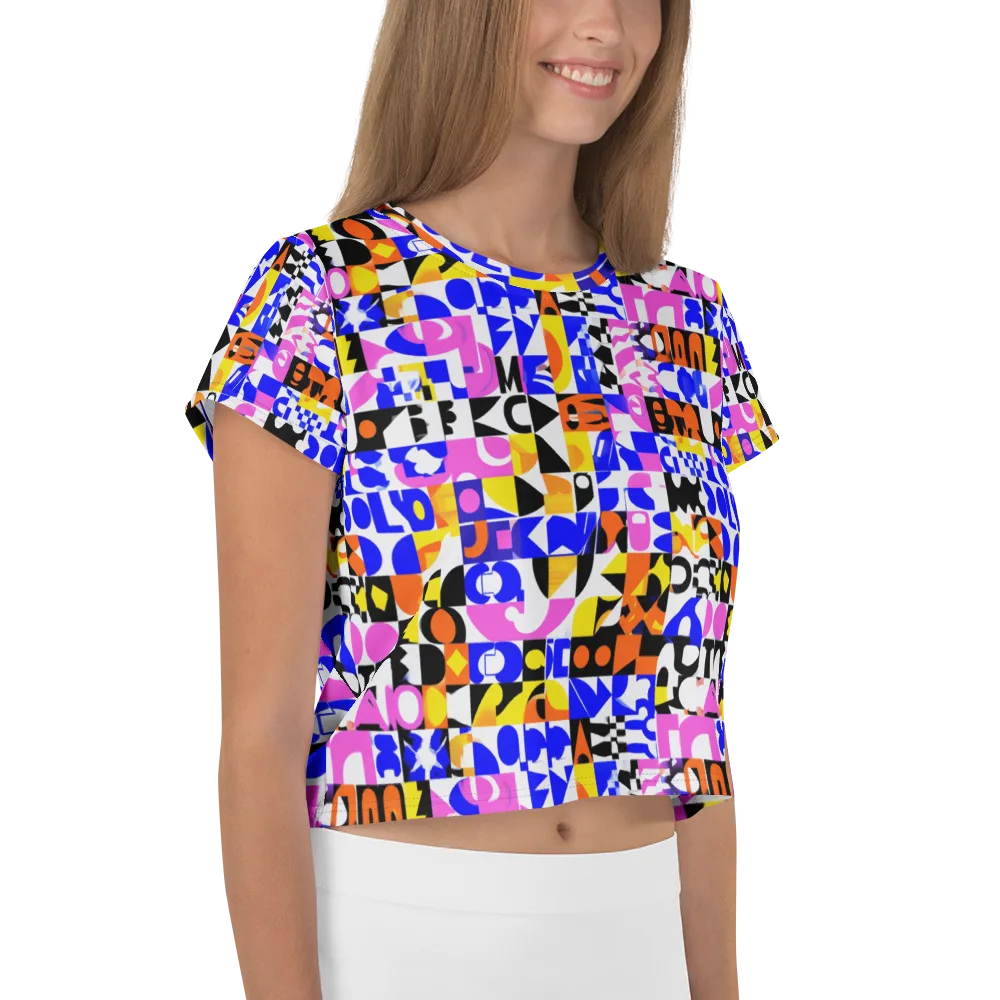 Chromatic Glyph Grid on Crop Tee — Right