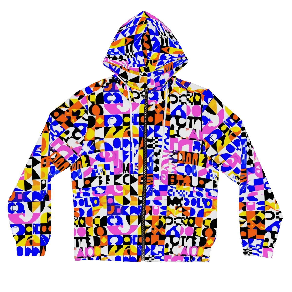 Chromatic Glyph Grid on Women's Full-Zip Hoodie — Front