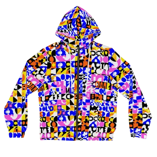 Chromatic Glyph Grid on a Women's Full-Zip Hoodie