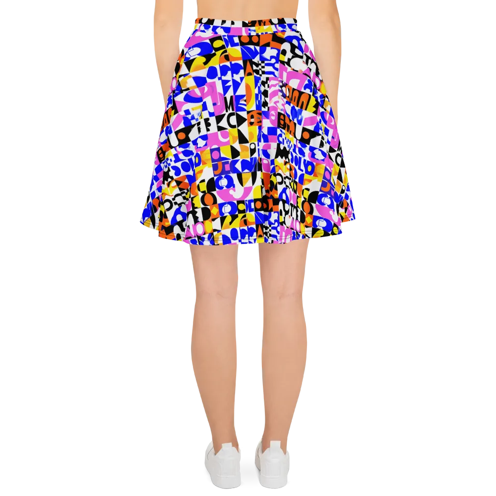 Chromatic Glyph Grid on Skater Skirt — Back