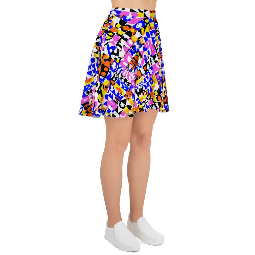 Chromatic Glyph Grid on Skater Skirt — Right