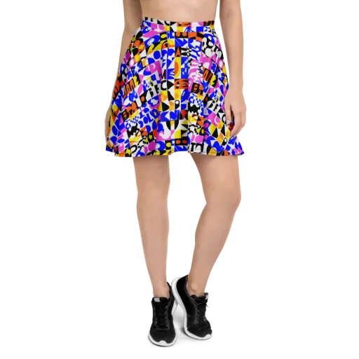 Chromatic Glyph Grid on a Skater Skirt