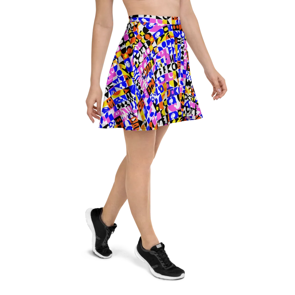 Chromatic Glyph Grid on Skater Skirt — Right