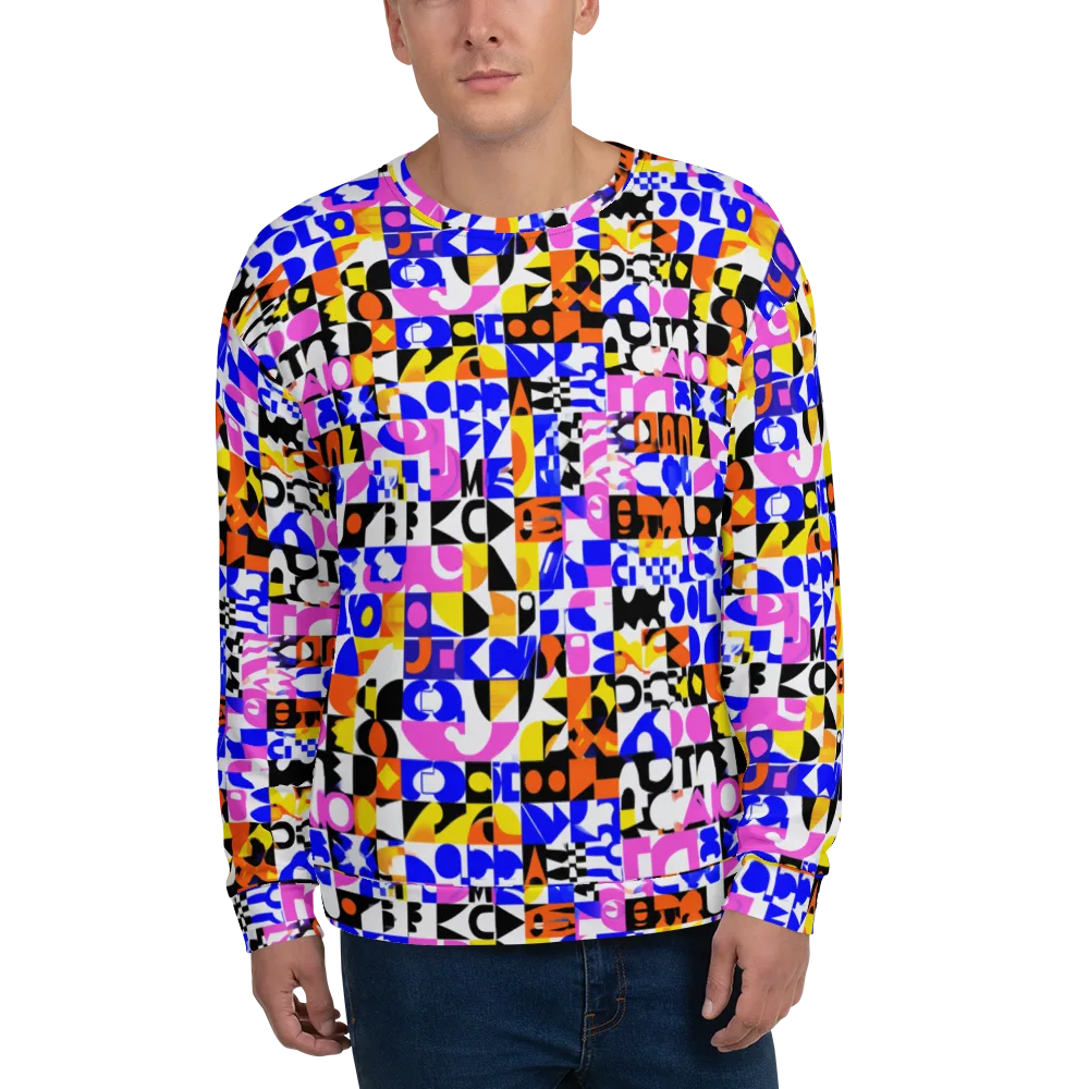 Chromatic Glyph Grid on Sweatshirt — Front