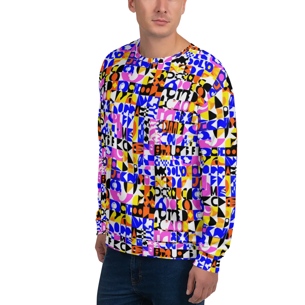 Chromatic Glyph Grid on Sweatshirt — Left Front