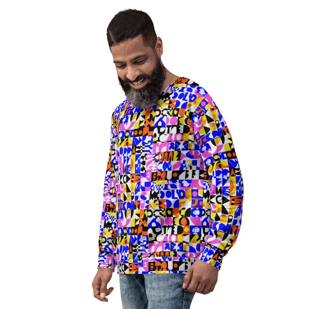 Chromatic Glyph Grid on Sweatshirt — Left Front