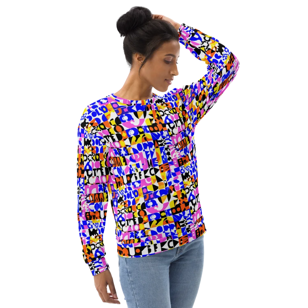 Chromatic Glyph Grid on Sweatshirt — Right Front