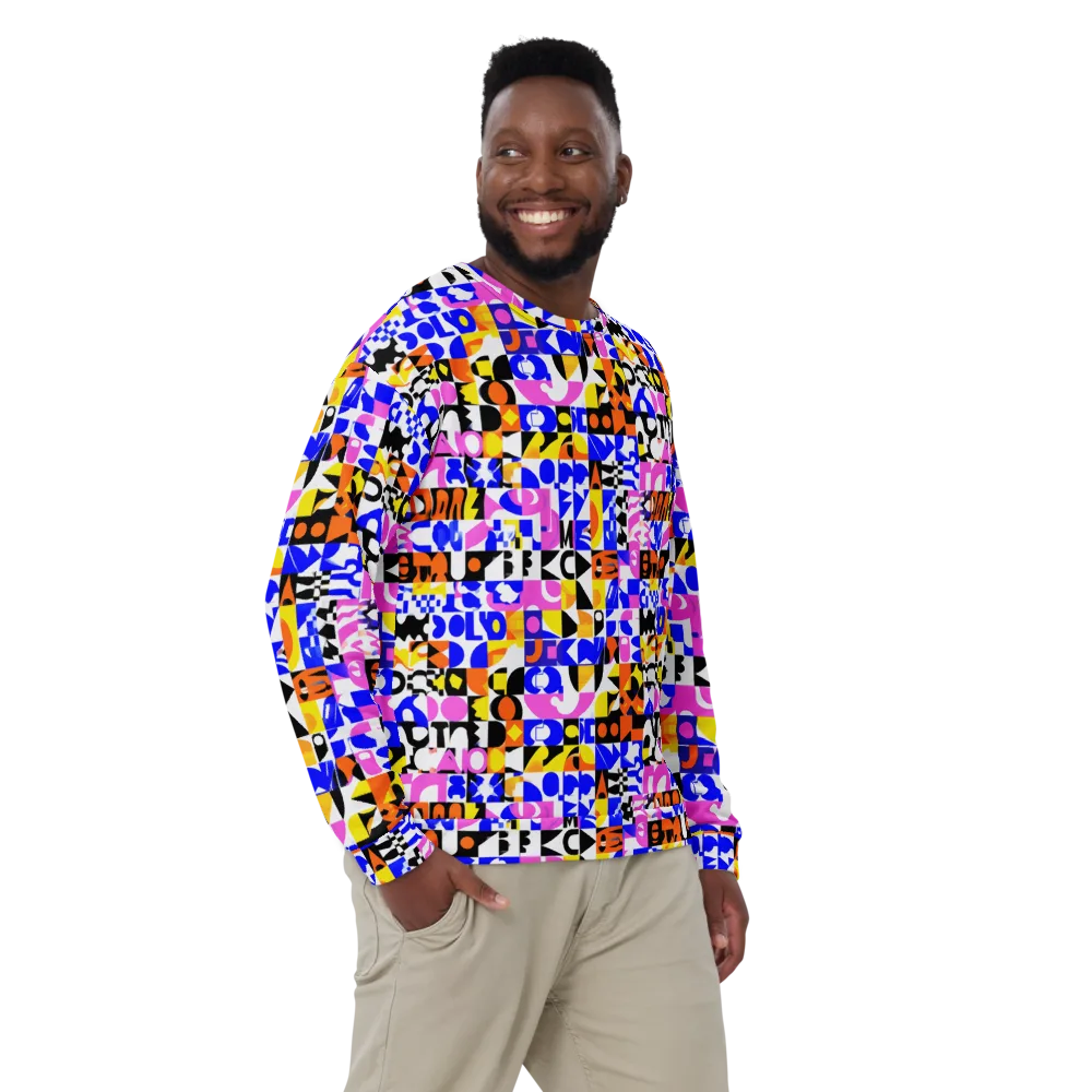 Chromatic Glyph Grid on Sweatshirt — Front