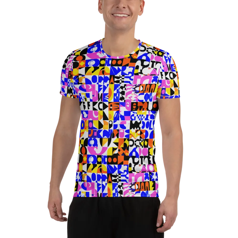 Chromatic Glyph Grid on Men's Athletic T-Shirt — Front