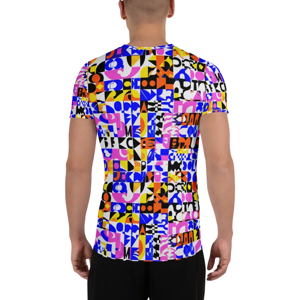 Chromatic Glyph Grid on Men's Athletic T-Shirt — Back
