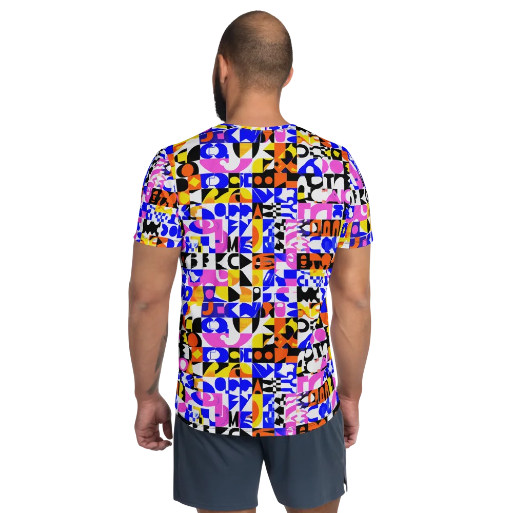 Chromatic Glyph Grid on Men's Athletic T-Shirt — Back