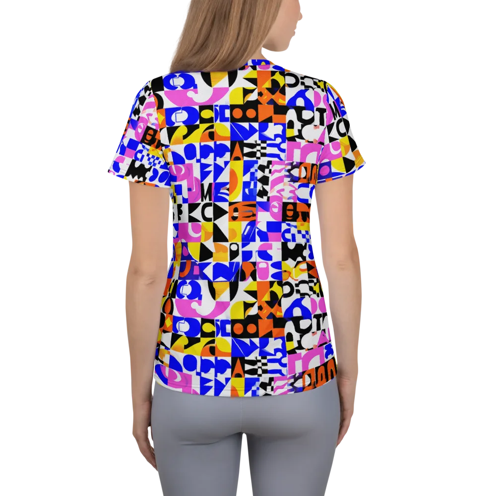 Chromatic Glyph Grid on Women's Athletic T-Shirt — Back
