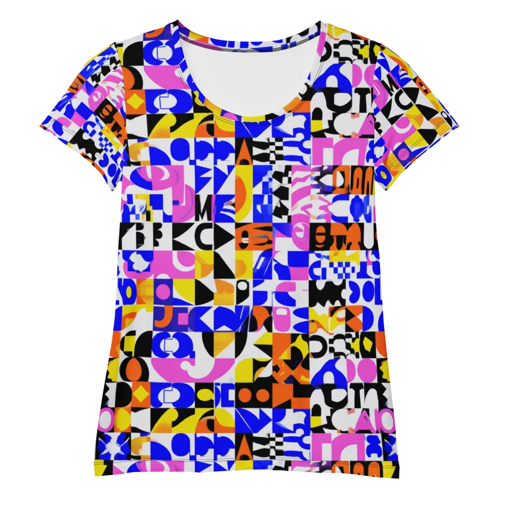 Chromatic Glyph Grid on Women's Athletic T-Shirt — Front