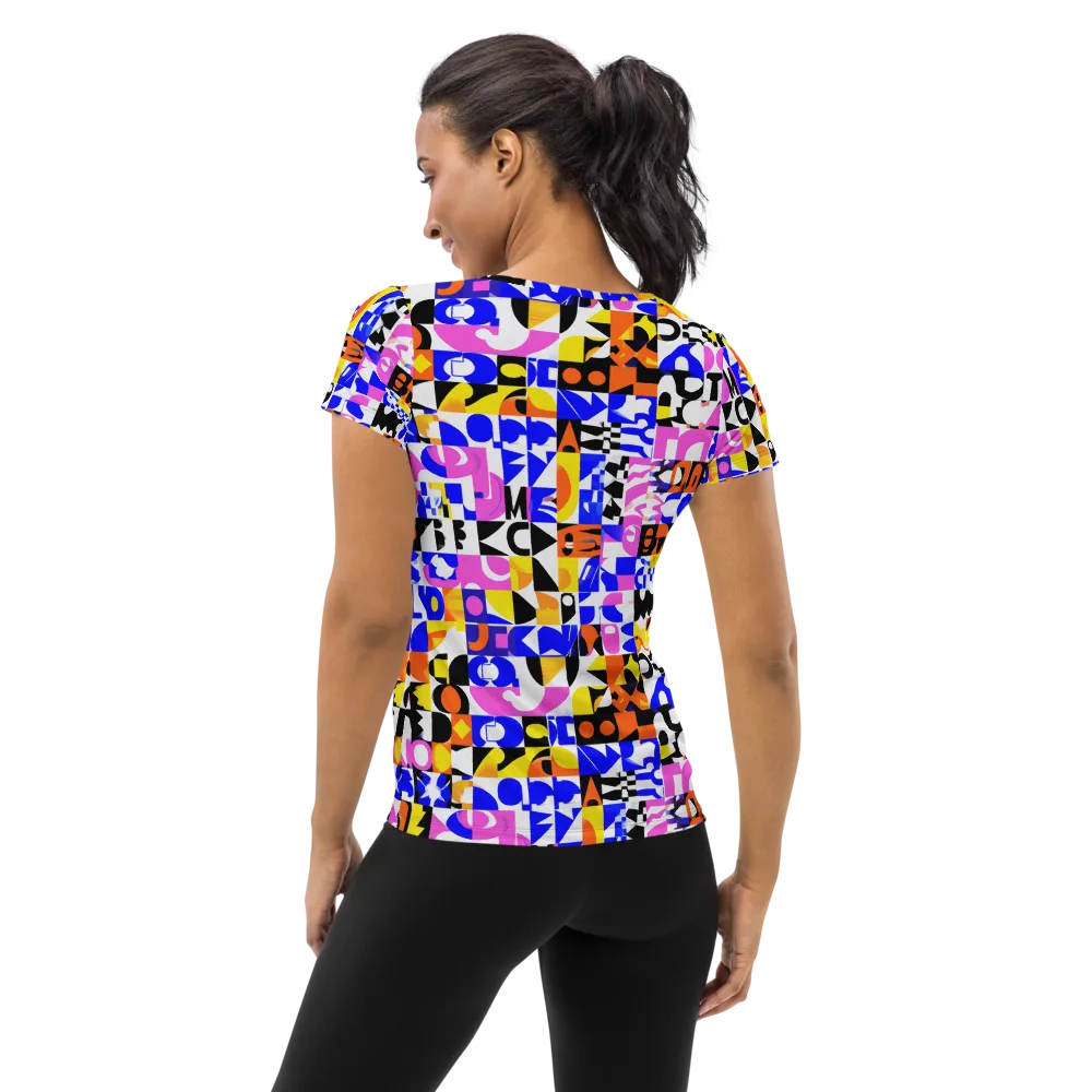 Chromatic Glyph Grid on Women's Athletic T-Shirt — Back