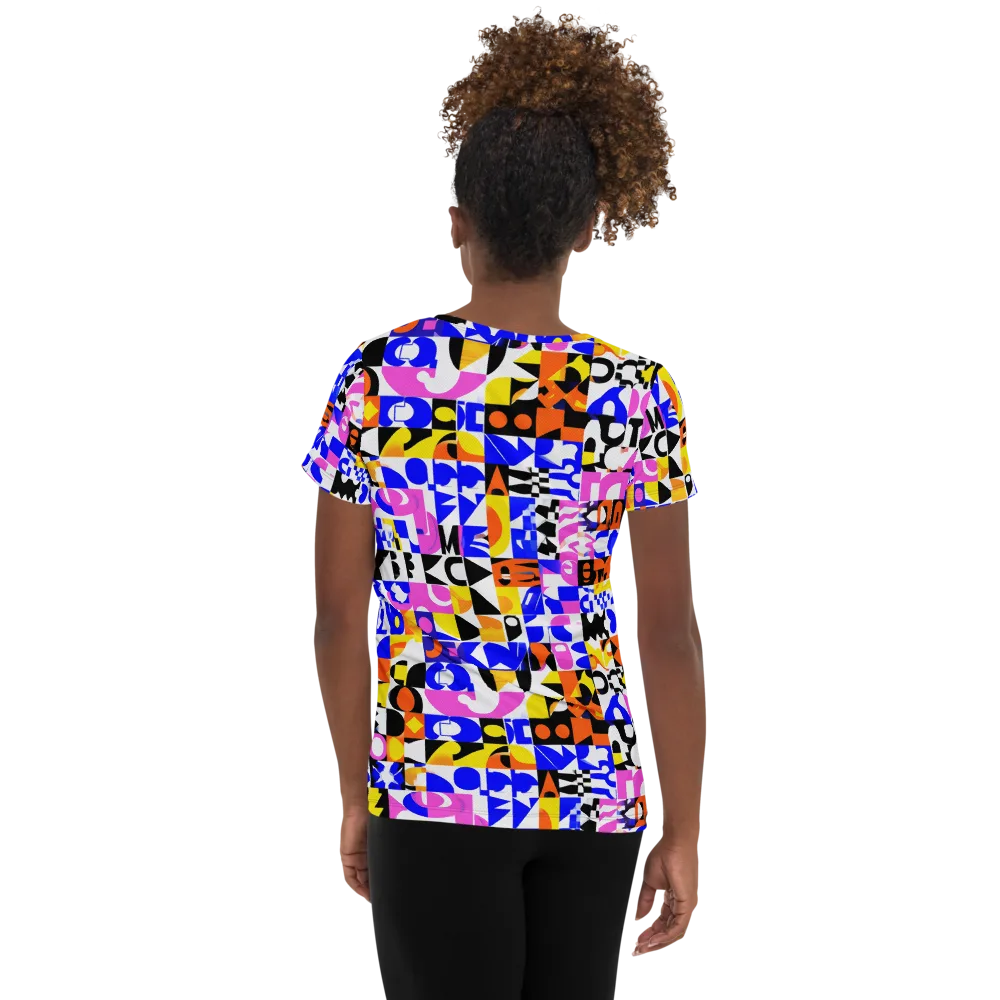 Chromatic Glyph Grid on Women's Athletic T-Shirt — Back