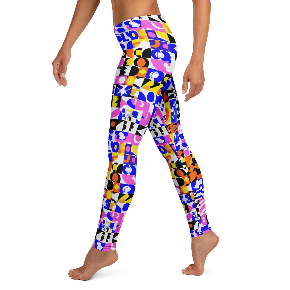 Chromatic Glyph Grid on Leggings — Left