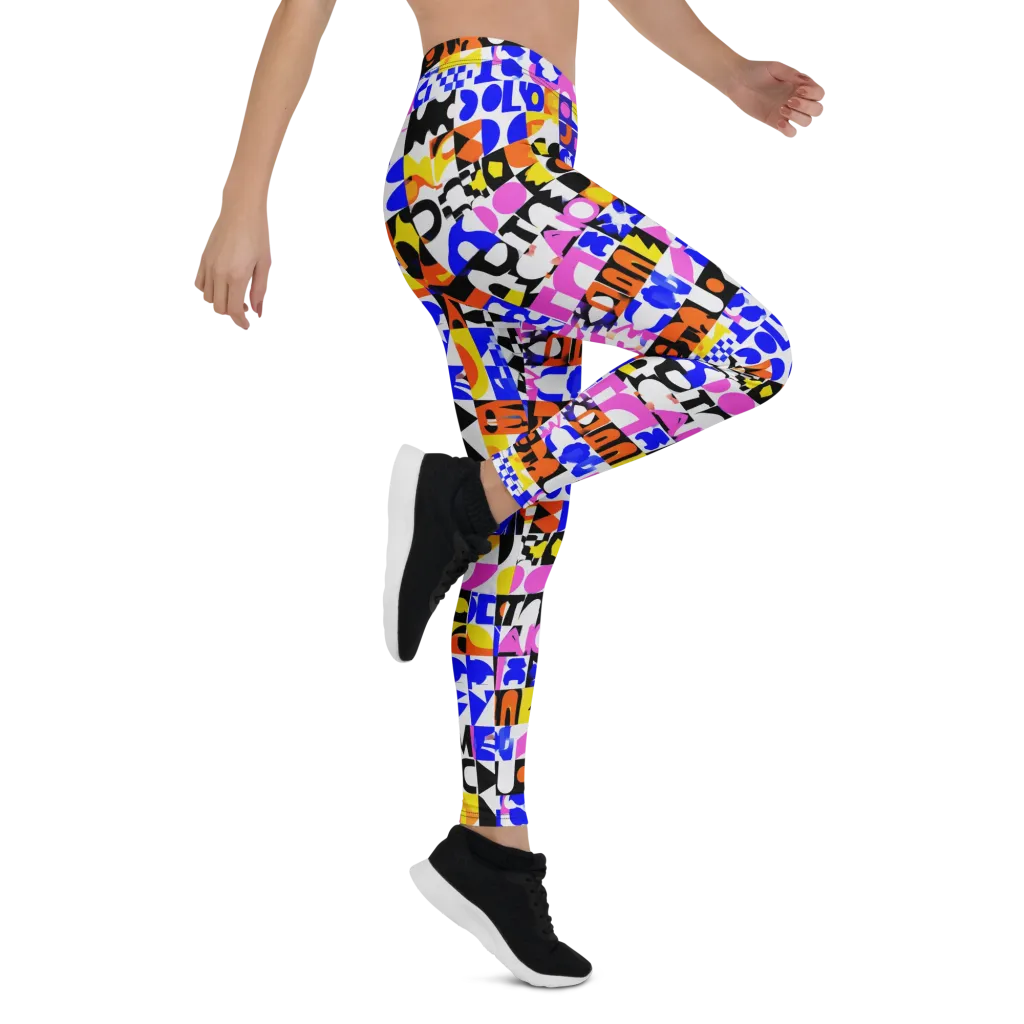 Chromatic Glyph Grid on Leggings — Right