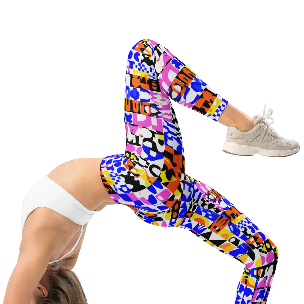 Chromatic Glyph Grid on Leggings — Right