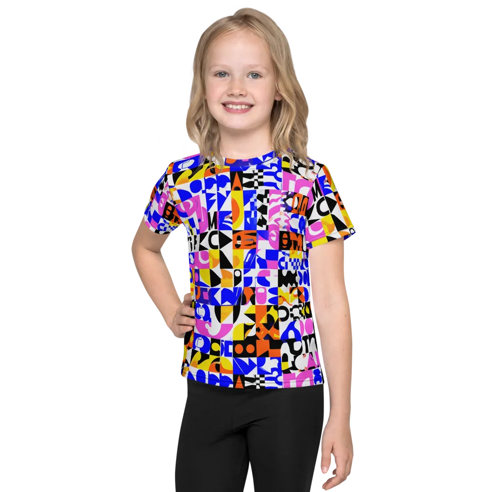 Chromatic Glyph Grid on Kids Crew Neck T-Shirt — Front